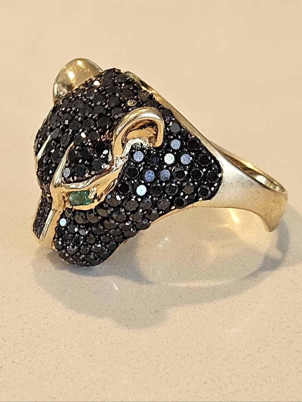 EFFY Collector's Edition 14K Yellow Gold Black Diamond Panther Ring, 3.80 TCW - Picture 3 of 8